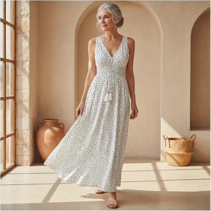 Gayle | Women's Bohemian Maxi Dress with Drawstring