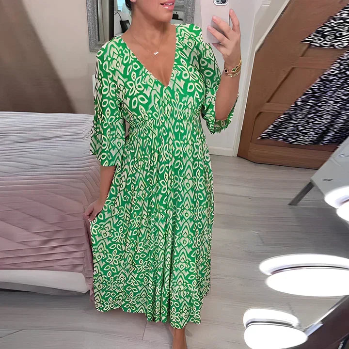 Frieda | Women's Airy Summer Midi Dress with V-Neck