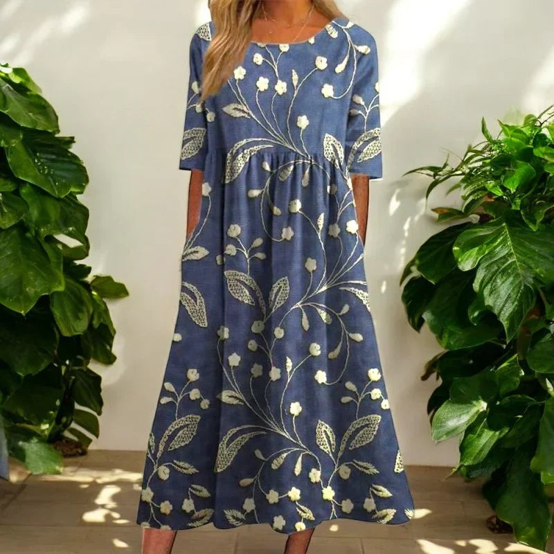 Kharen | Women's Relaxed Floral Midi Dress