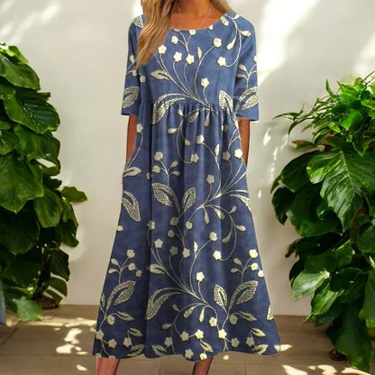 Kharen | Women's Relaxed Floral Midi Dress