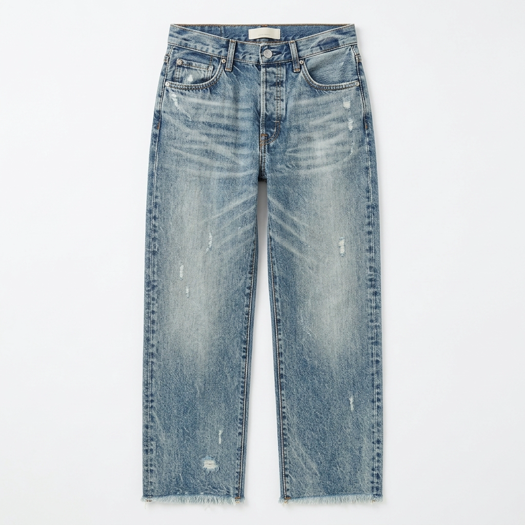 Vivara | Women's Vintage-Inspired Cropped Straight Leg Jeans with Fringe
