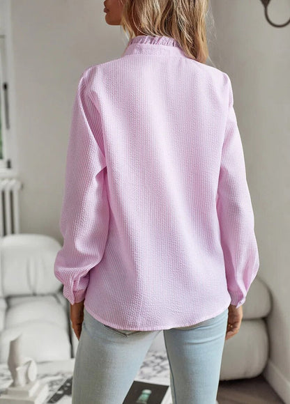 Belle | Women's Elegant Polo Blouse with Ruffle Detail