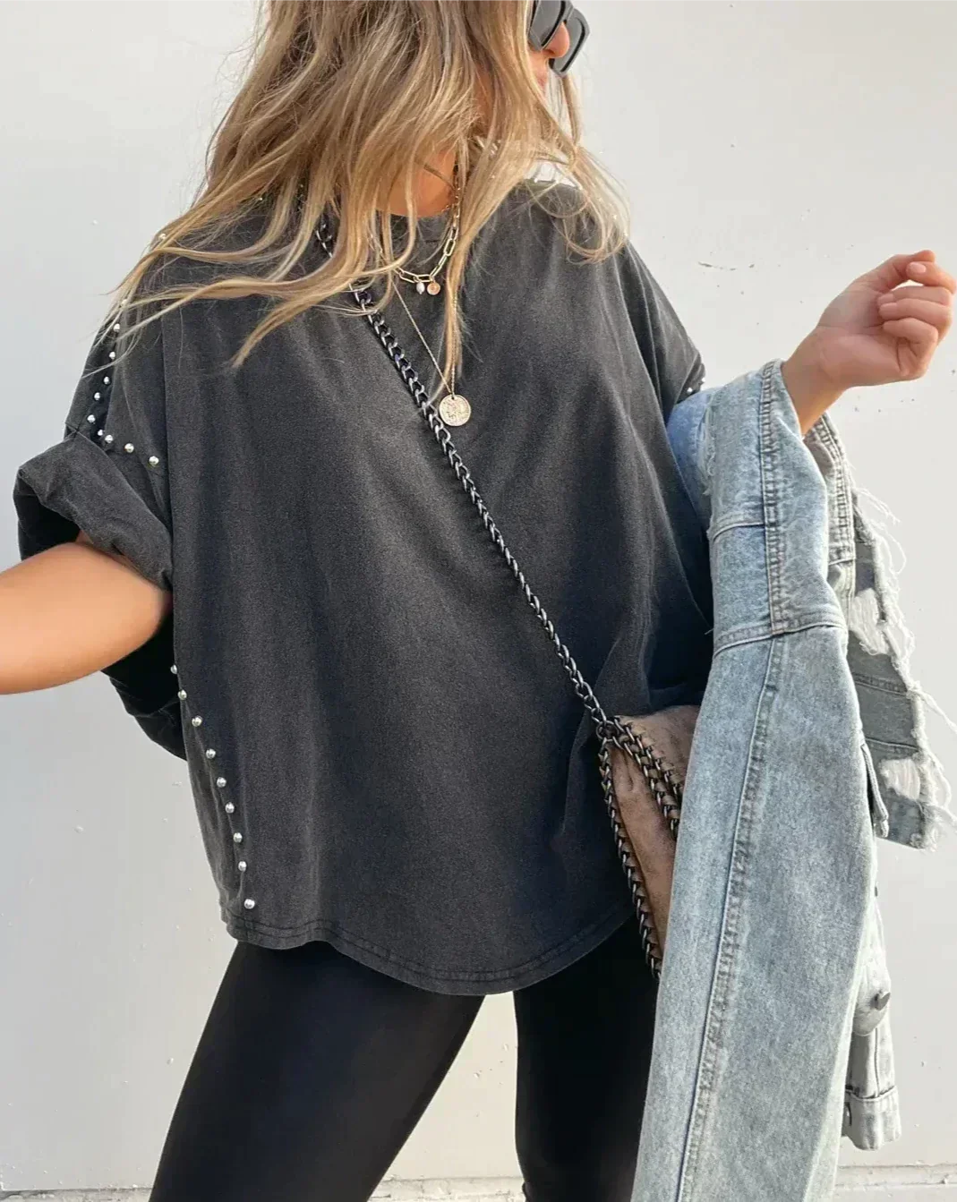 Isabelle | Women's Oversized T-shirt with Studs