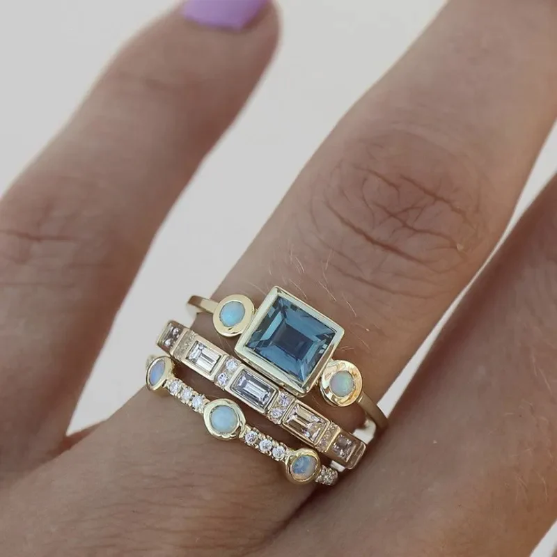 Karla | Vintage Blue Crystal Ring Set