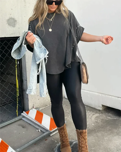 Isabelle | Women's Oversized T-shirt with Studs