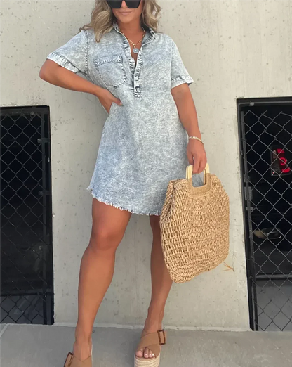Vera | Women's Denim Shirt Midi Dress