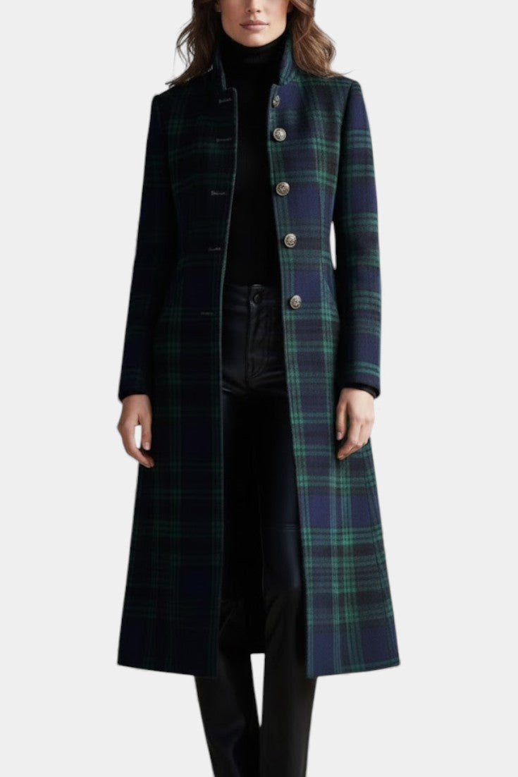 Milton | Women's Midi Coat with Two-Tone Check Design