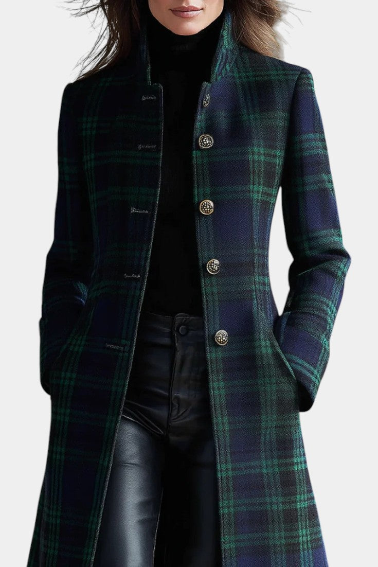 Milton | Women's Midi Coat with Two-Tone Check Design
