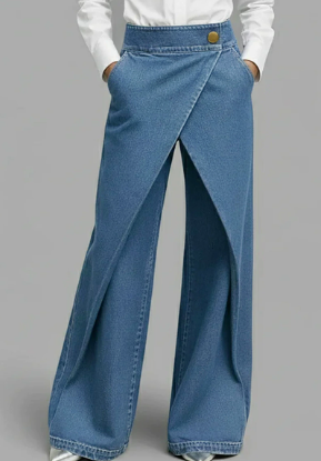 High-Waisted Loose-Fit Cropped Wide-Leg Jeans for Women