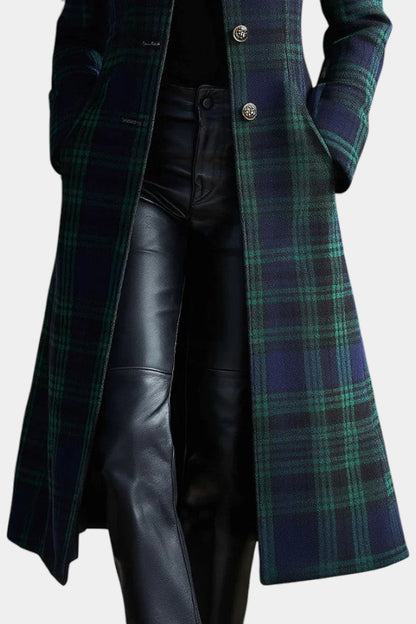 Milton | Women's Midi Coat with Two-Tone Check Design