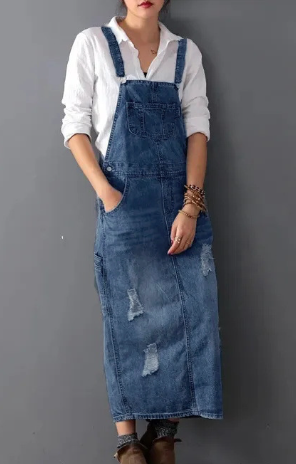 Demi | Women's Casual Denim Overall Dress with Pockets