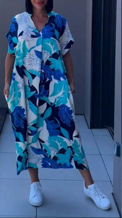 Nia | Women's Floral Midi Dress with V-Neck