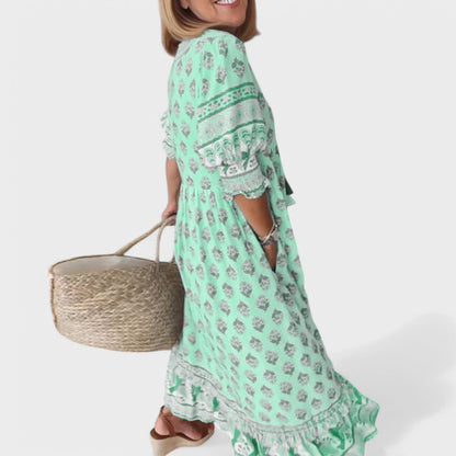 Marlena | Women's Midi Dress with V-Neck and A-Line Silhouette