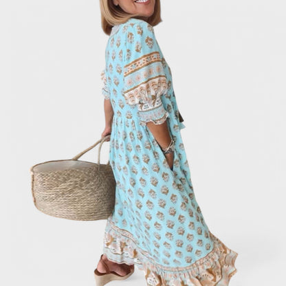 Marlena | Women's Midi Dress with V-Neck and A-Line Silhouette