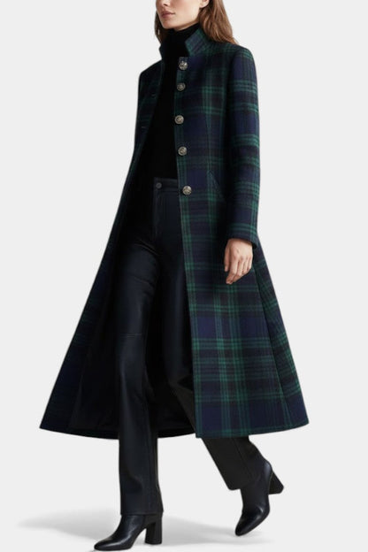 Milton | Women's Midi Coat with Two-Tone Check Design