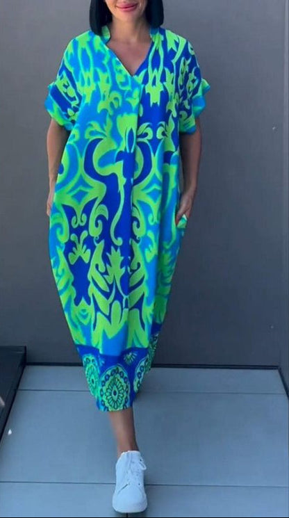 Nia | Women's Floral Midi Dress with V-Neck