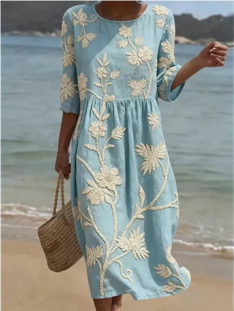 Kimberly | Women's Plant & Flower Print Midi Dress