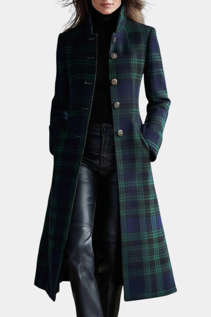 Milton | Women's Midi Coat with Two-Tone Check Design