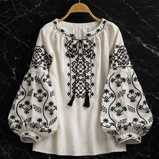 Women's Relaxed Adelina Blouse with Short Sleeve
