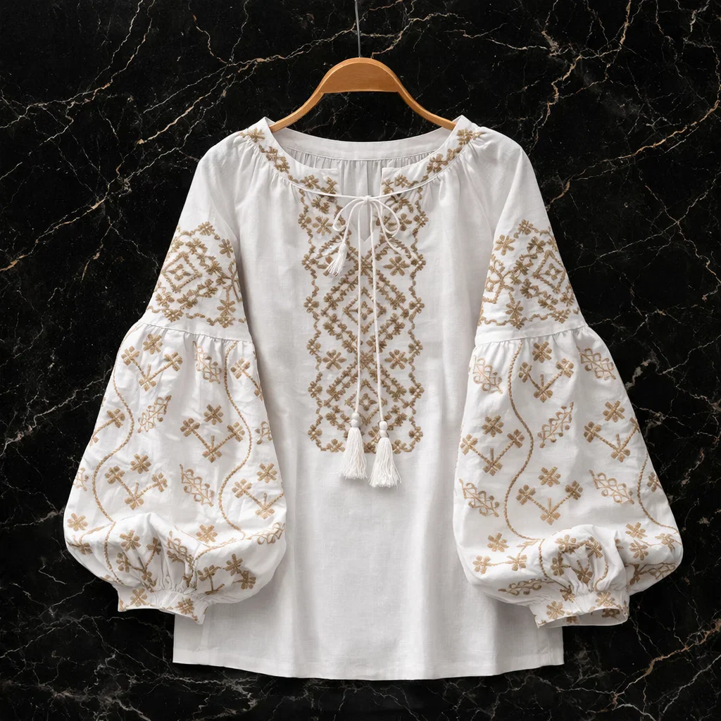 Women's Relaxed Adelina Blouse with Short Sleeve