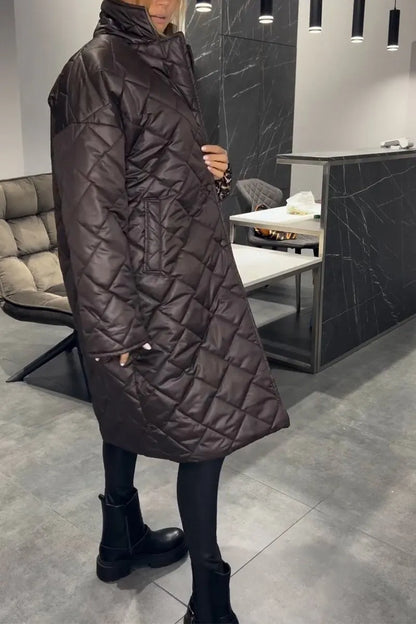 Anais | Women's Quilted Coat with Leopard Lining and Pockets
