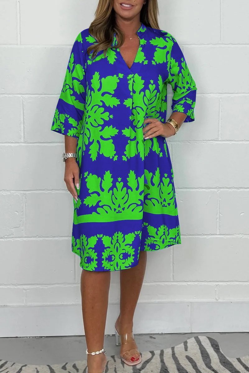 Celeste | Women's Radiant Spring Dress with V-Neck and Long Sleeve