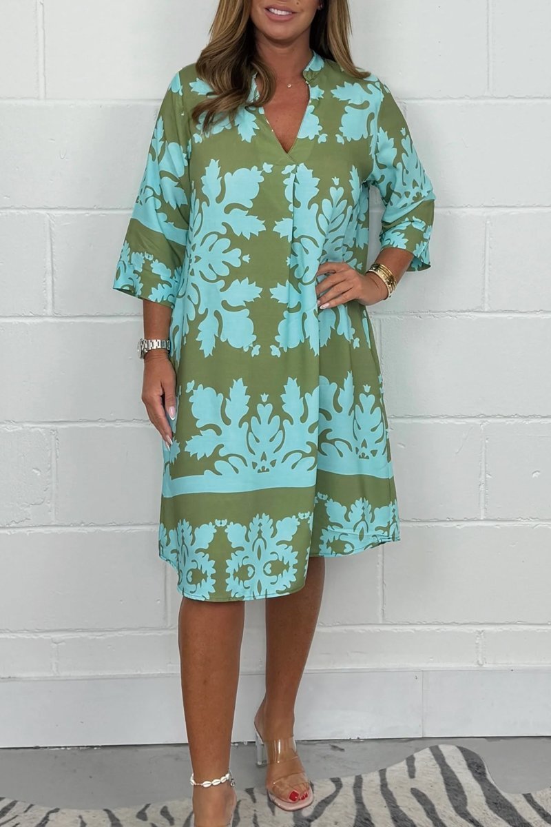Celeste | Women's Radiant Spring Dress with V-Neck and Long Sleeve