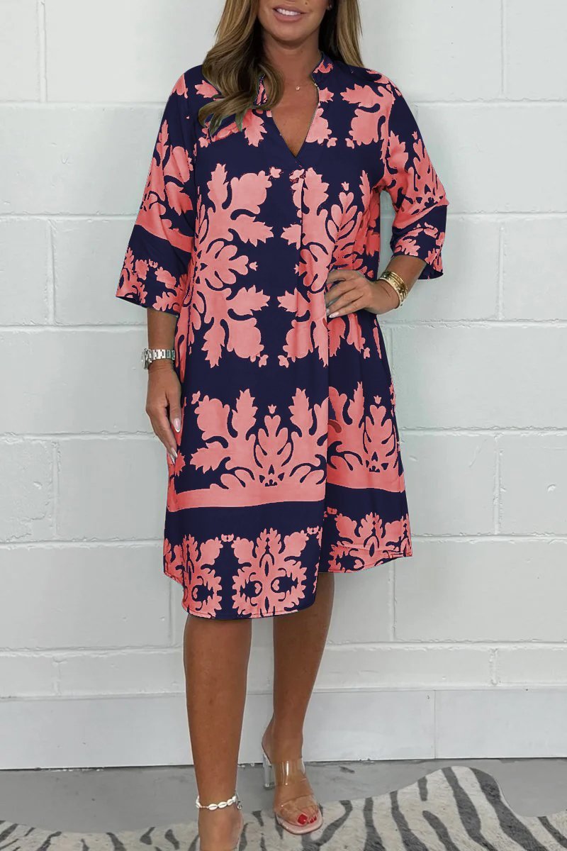 Celeste | Women's Radiant Spring Dress with V-Neck and Long Sleeve