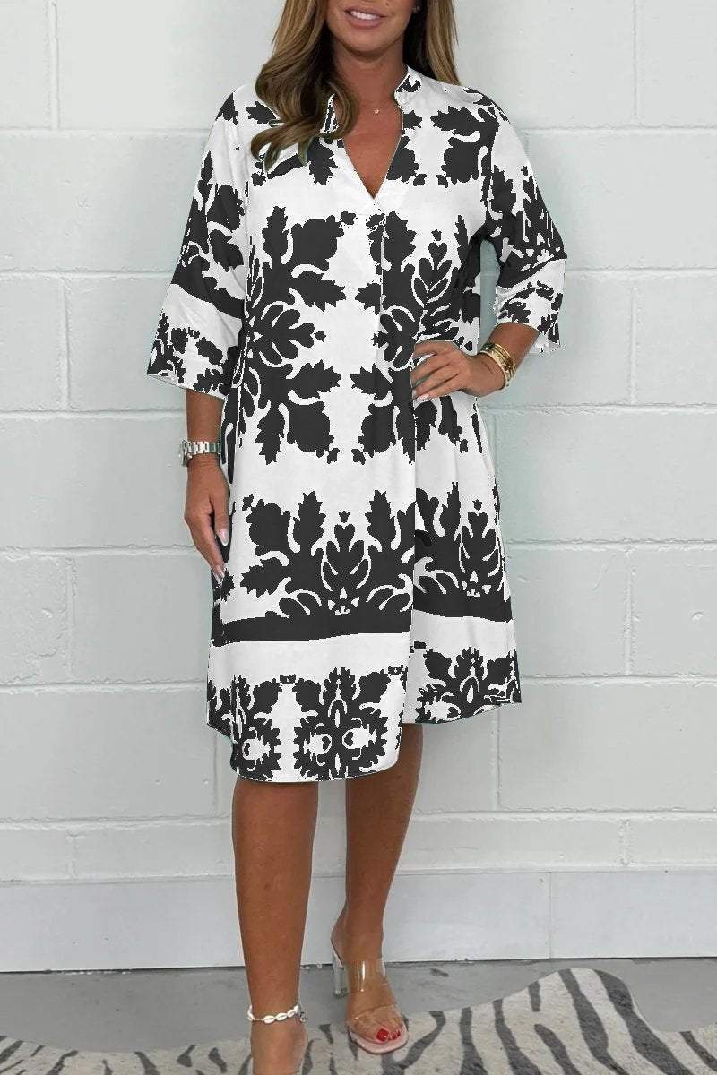 Celeste | Women's Radiant Spring Dress with V-Neck and Long Sleeve