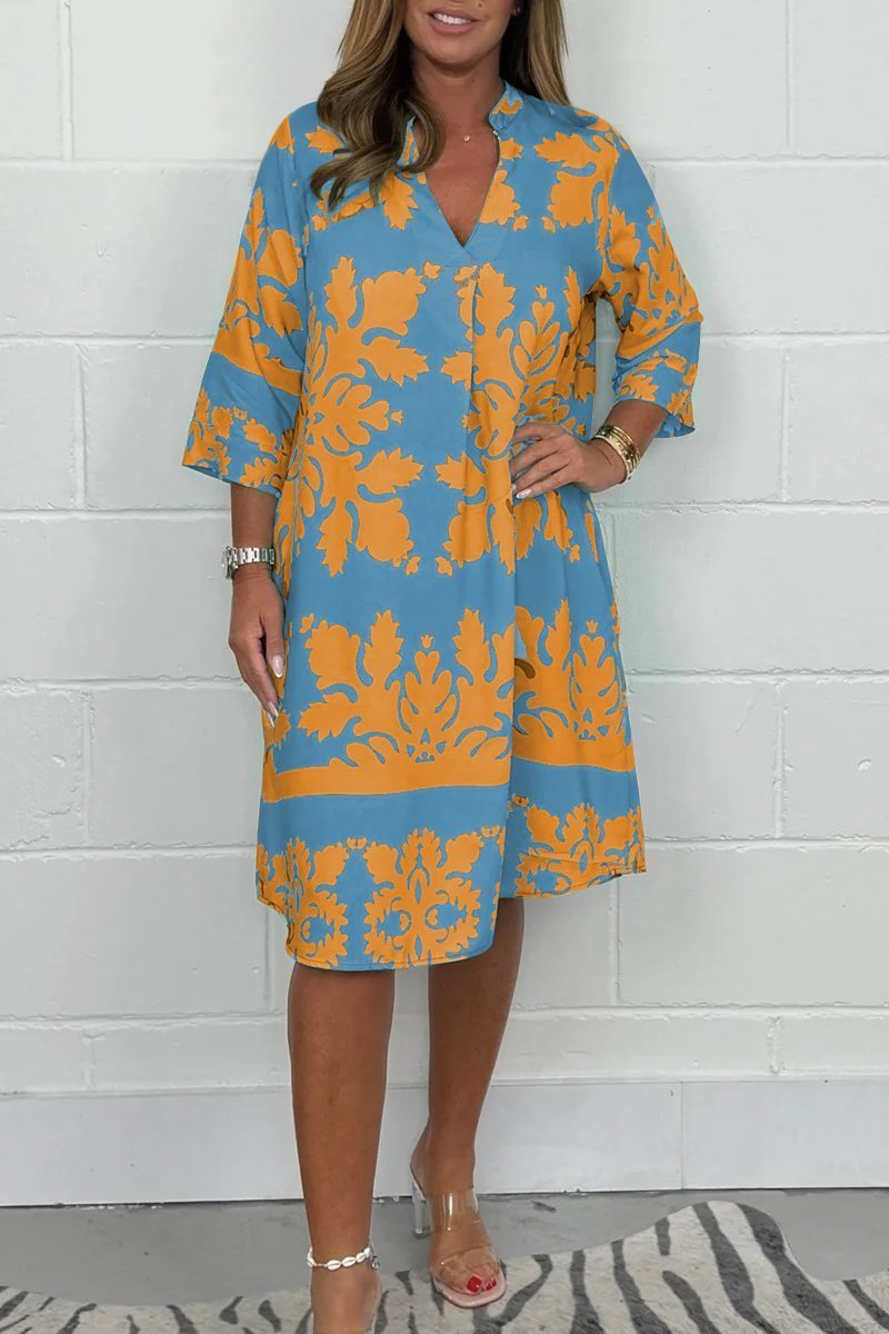 Celeste | Women's Radiant Spring Dress with V-Neck and Long Sleeve