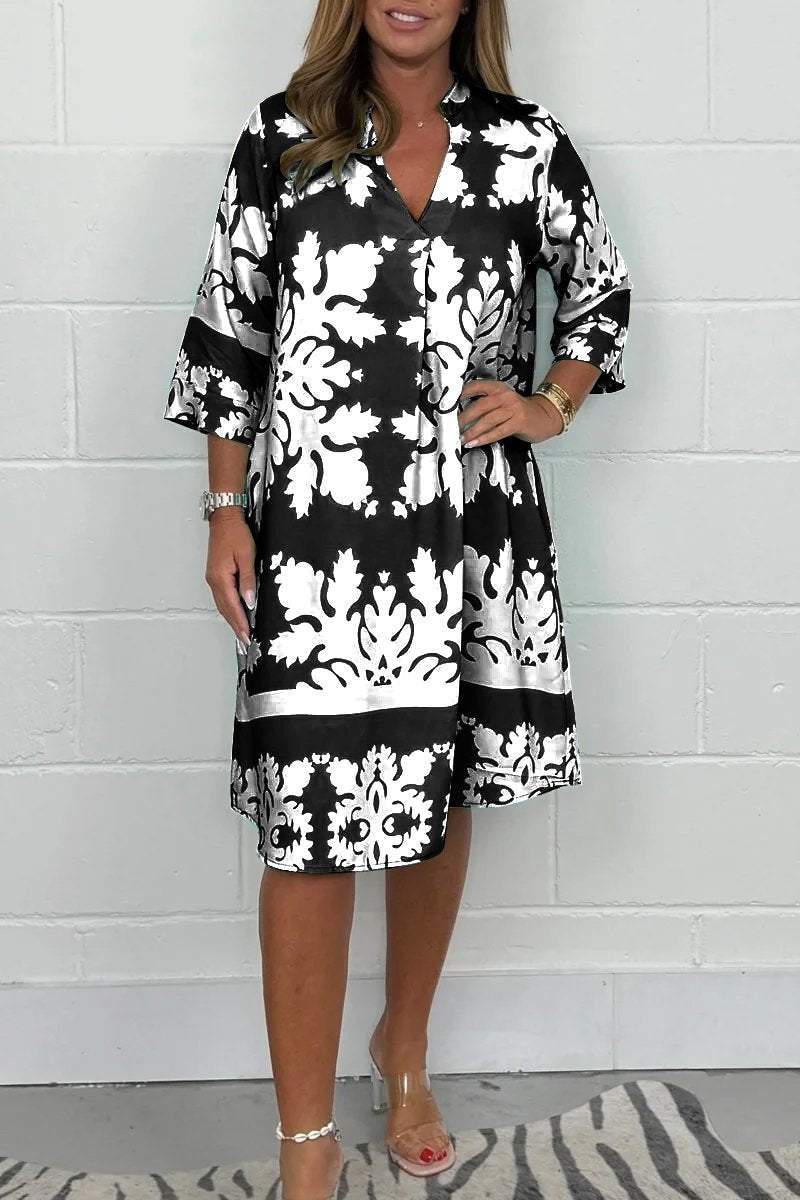 Celeste | Women's Radiant Spring Dress with V-Neck and Long Sleeve