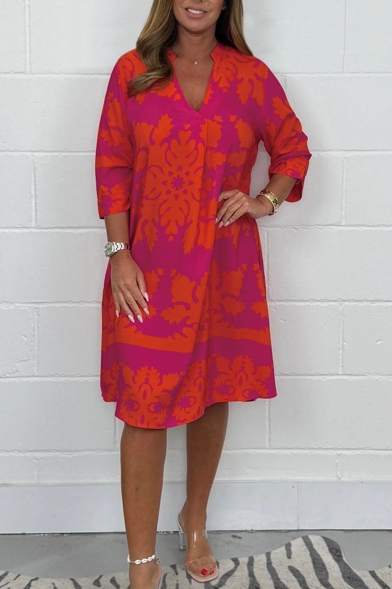 Celeste | Women's Radiant Spring Dress with V-Neck and Long Sleeve