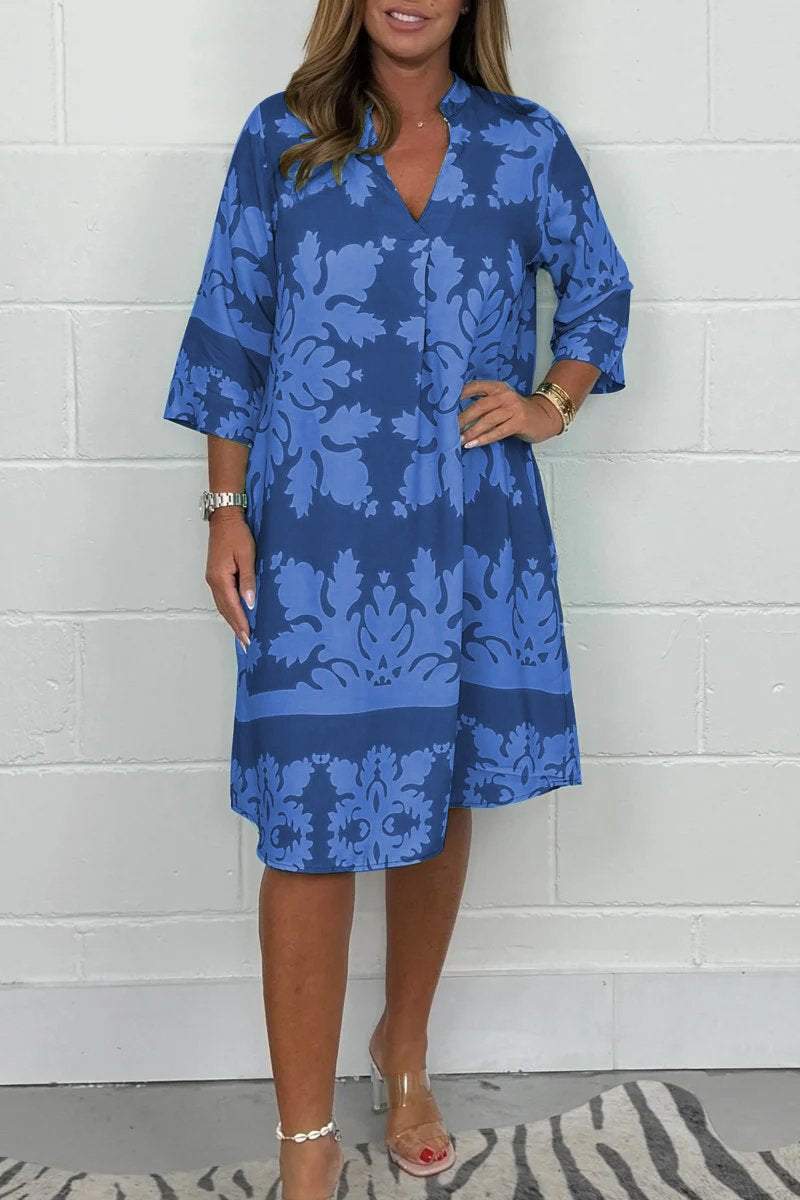 Celeste | Women's Radiant Spring Dress with V-Neck and Long Sleeve