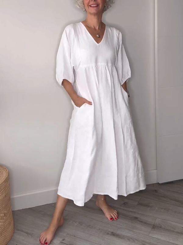 Hestia | Women's Classic Comfort Midi Dress with Pockets