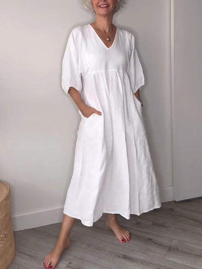 Hestia | Women's Classic Comfort Midi Dress with Pockets