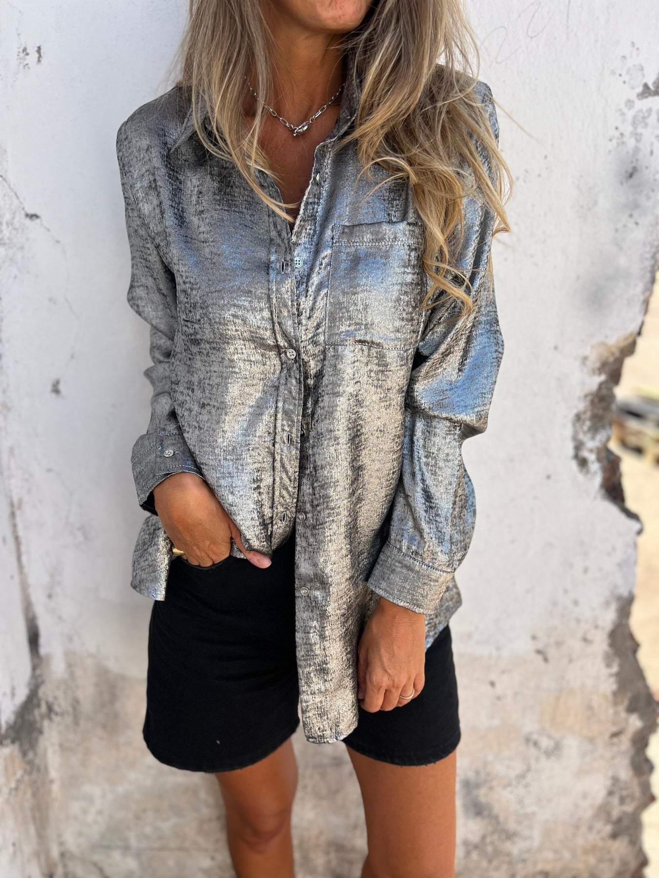 Zella | Women's Longline Relaxed Chic Shimmer Shirt