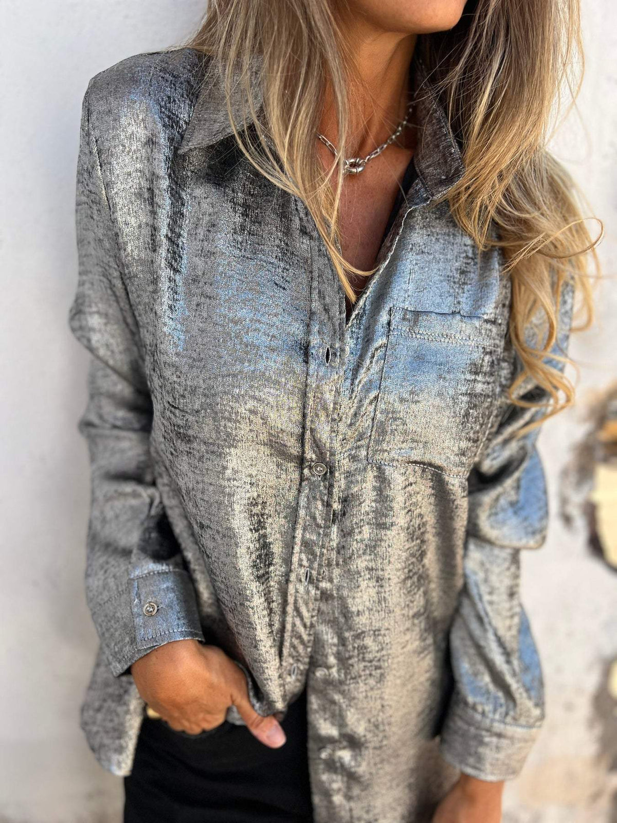 Zella | Women's Longline Relaxed Chic Shimmer Shirt