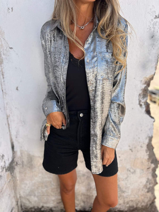 Zella | Women's Longline Relaxed Chic Shimmer Shirt