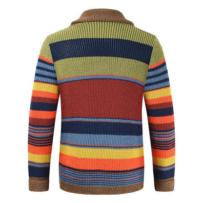 Marcus | Striped Relaxed Colourblock Men's Vest with Lapel Collar