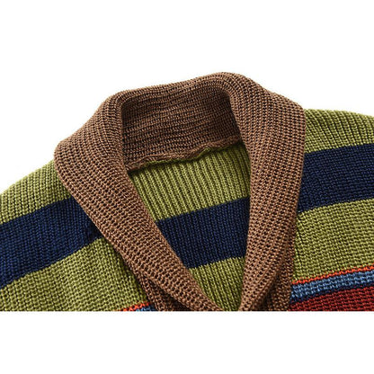 Marcus | Striped Relaxed Colourblock Men's Vest with Lapel Collar
