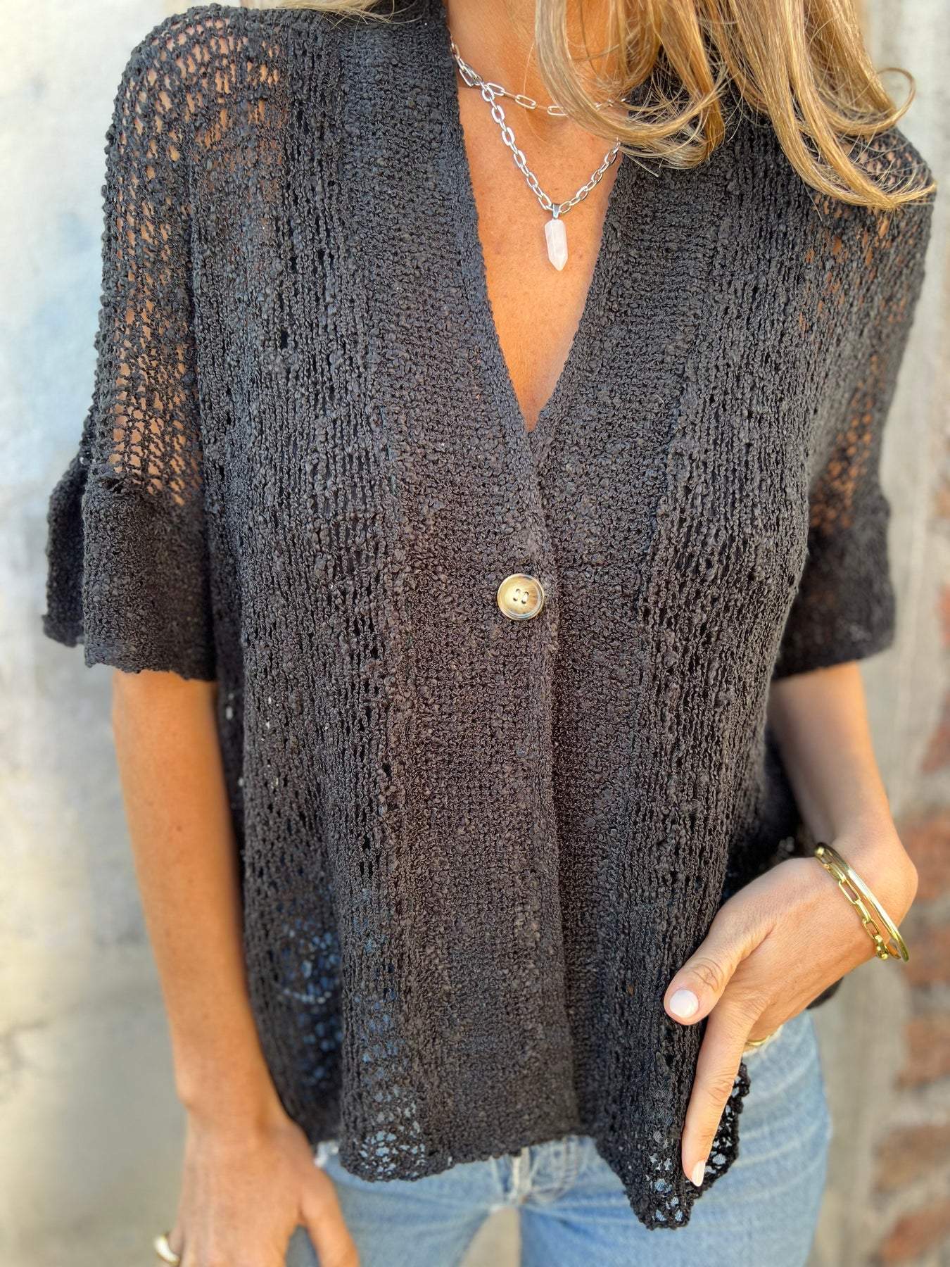 Tiffany | Women's Elegant Textured Top with V-Neck