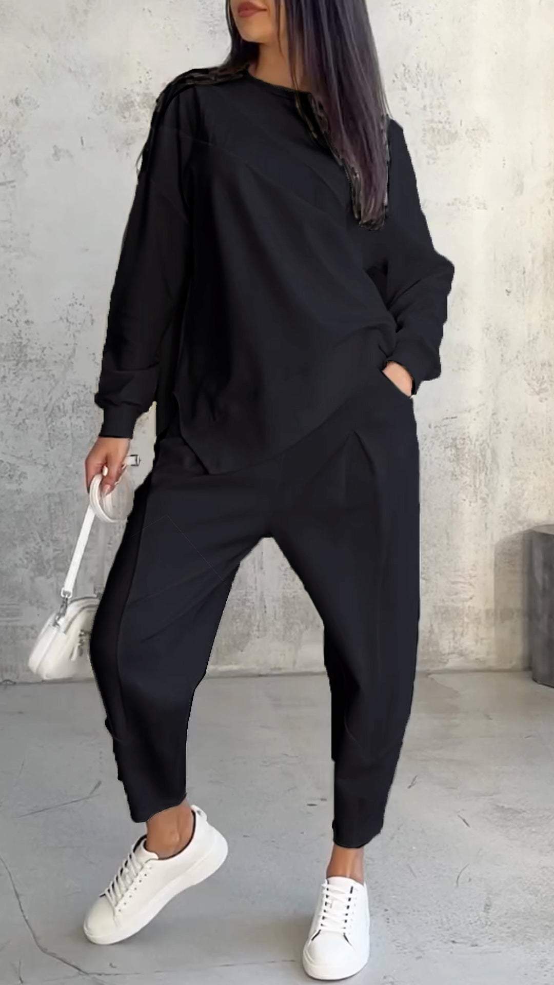 Babette | Women's Two-Piece Set with Round Neck and Long Sleeves