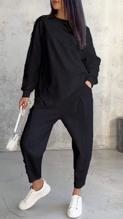 Babette | Women's Two-Piece Set with Round Neck and Long Sleeves
