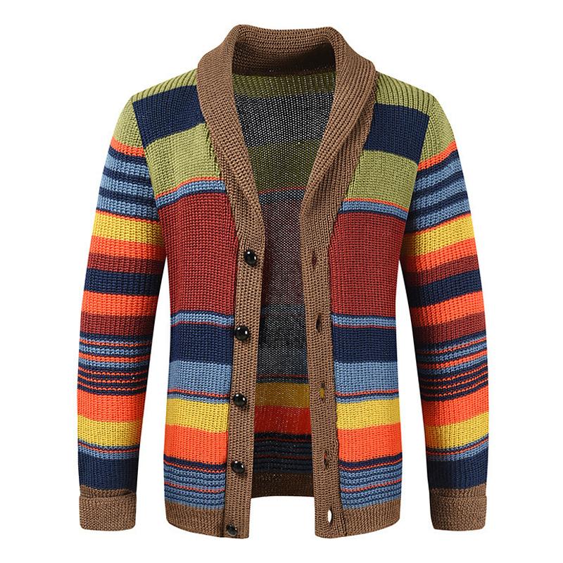 Marcus | Striped Relaxed Colourblock Men's Vest with Lapel Collar
