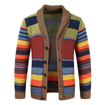 Marcus | Striped Relaxed Colourblock Men's Vest with Lapel Collar
