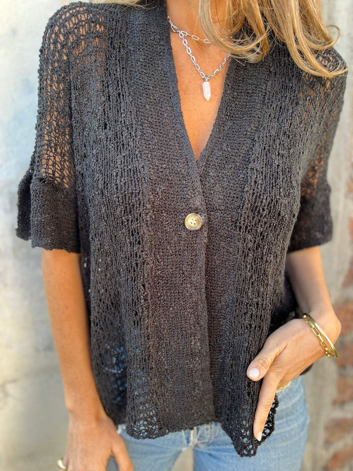 Barbara | Women's Elegant Textured Top with V-Neck