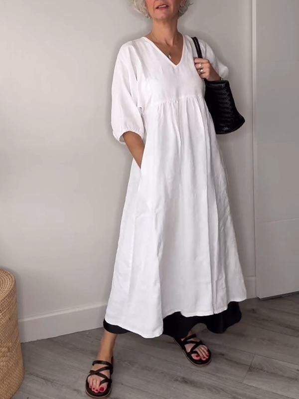 Hestia | Women's Classic Comfort Midi Dress with Pockets