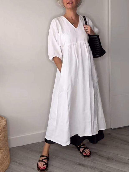 Hestia | Women's Classic Comfort Midi Dress with Pockets