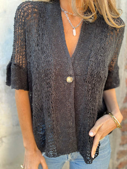 Barbara | Women's Elegant Textured Top with V-Neck