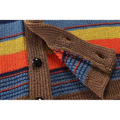 Marcus | Striped Relaxed Colourblock Men's Vest with Lapel Collar